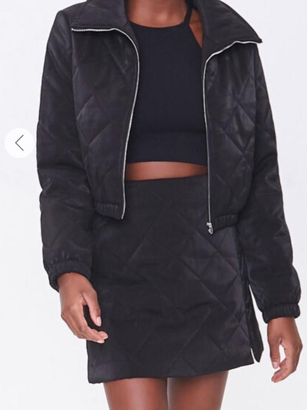 Forever 21 Black Quilted Puffer Mini Skirt Size Small